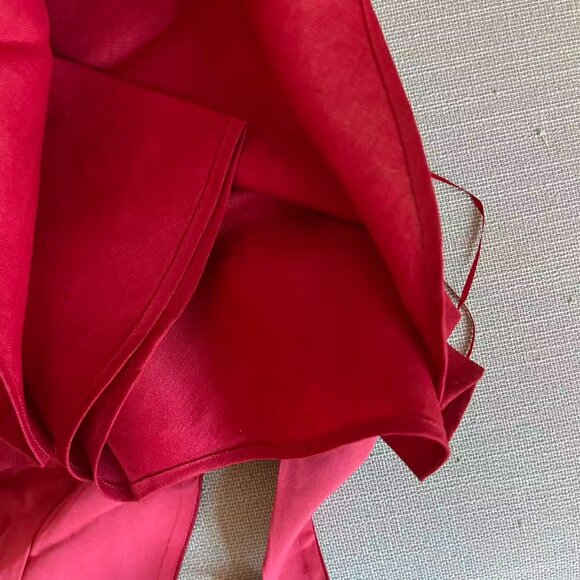 BEST Reformation Delilah Linen Maxi Dress Sz0 Lipstick Red Holiday Halter Party - Picture 9 of 11